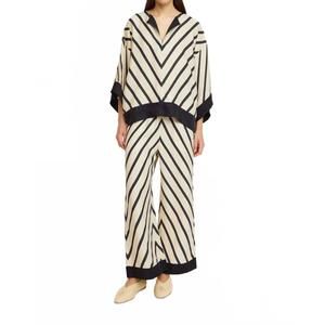 NEW BY MALENE BIRGER mirabello wide leg trousers in oyster/black